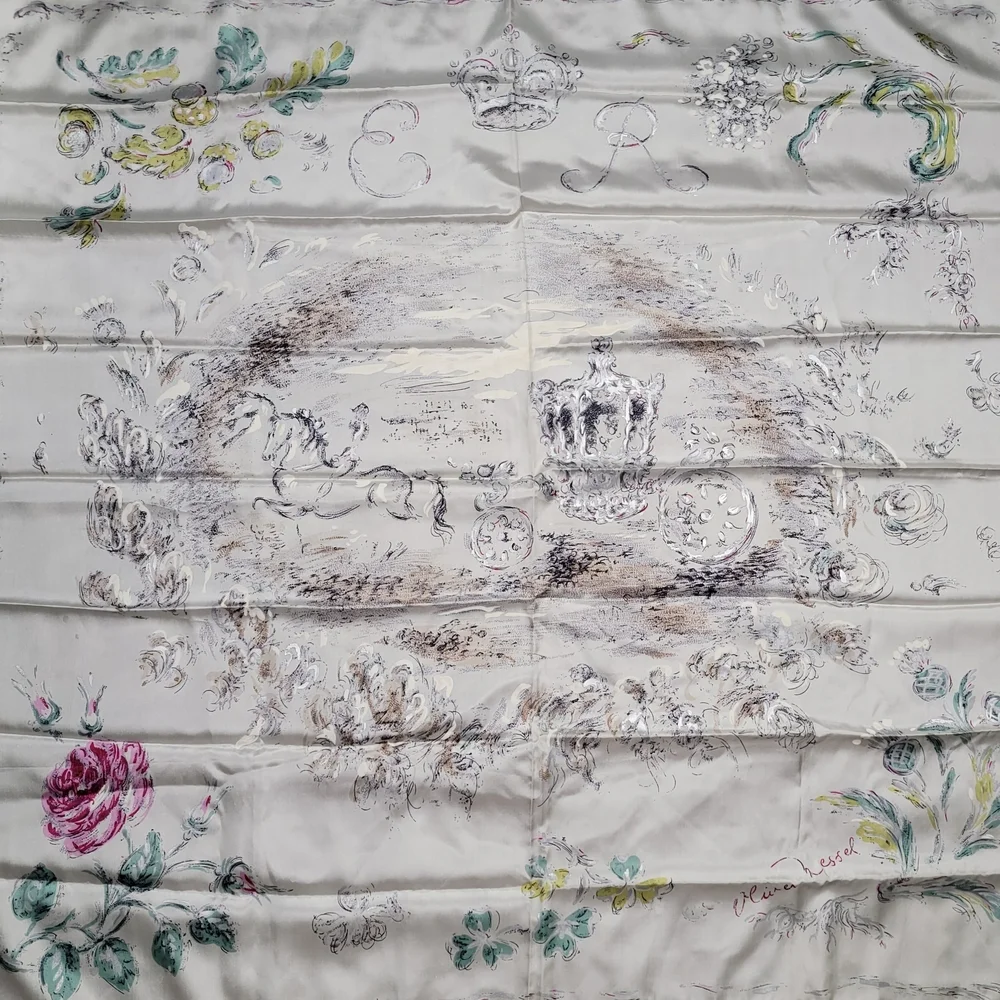 Queens Silver Jubilee Oliver Messel 1977 Designer Collectible Silk Scarf
